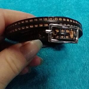 Brown Faux Leather Bracelet Three Layer